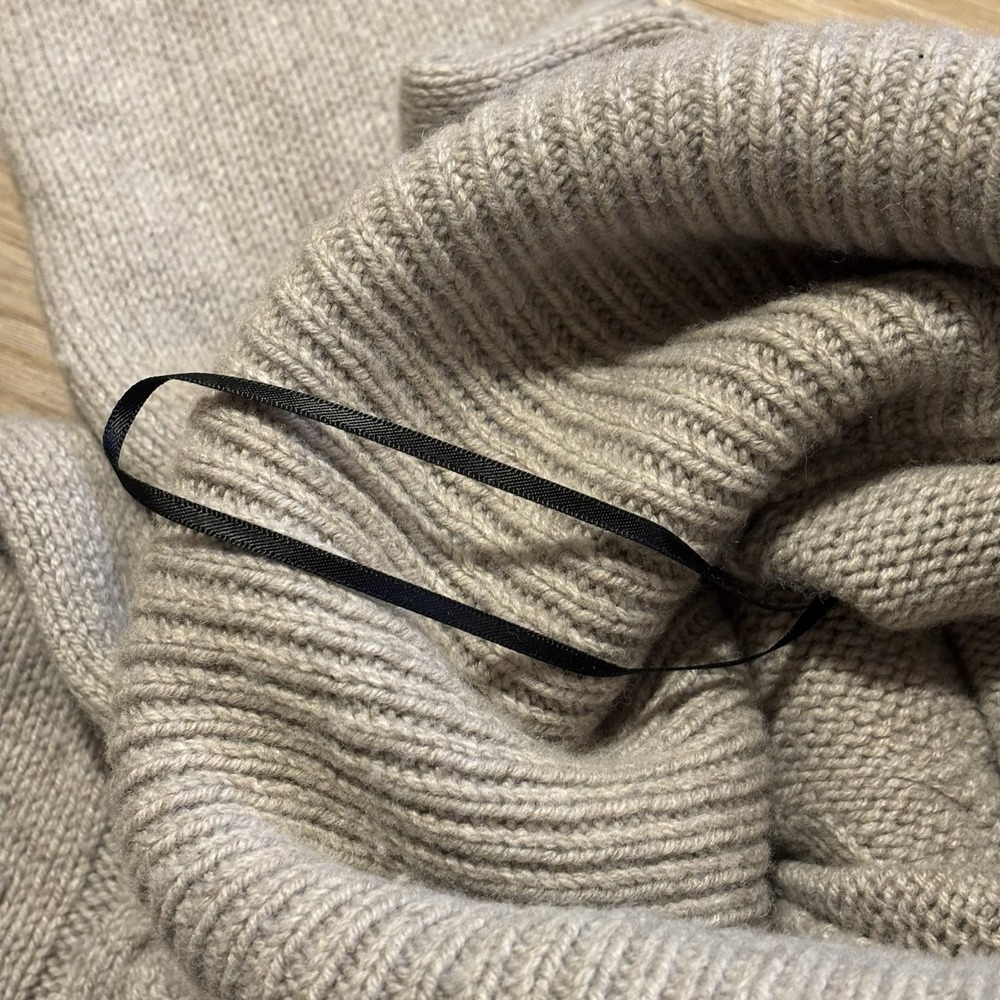 Massimo Dutti Cable Knit Sweater Dress Womens L Beige Turtleneck Cashmere Italy - Picture 5 of 9